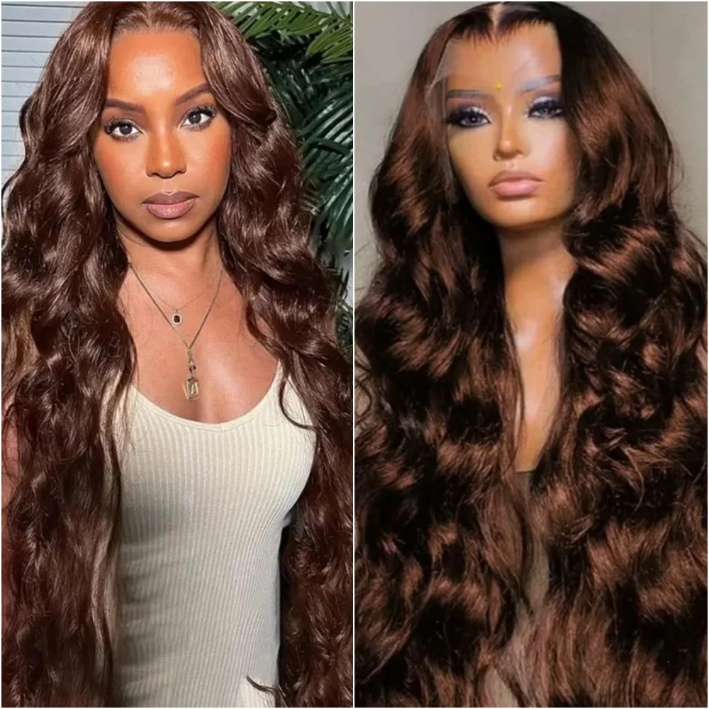 200 الكثافة باروكة من شعر طبيعي الشوكولاته البني HD الدانتيل الجبهة شعر الإنسان الجسم موجة شعر مستعار 13x6 13x4 HD الدانتيل الباروكات الأمامية للنساء السود