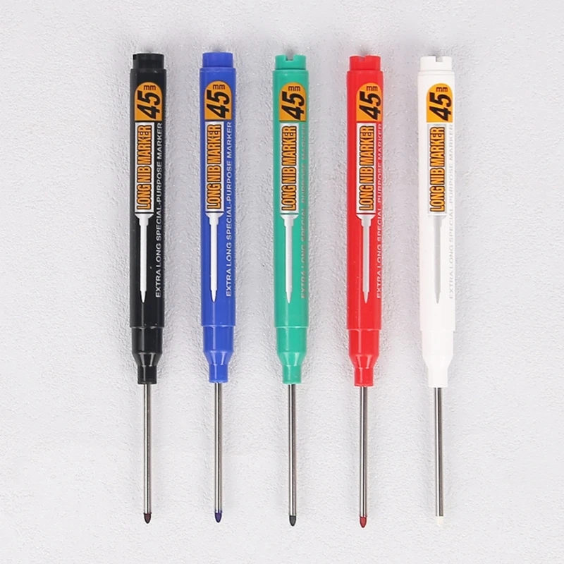 10-Piece Deep Hole Permanent Marker Set with 45MM Long Nib for Recessed Reference Points on Glazed Tile, Metal, and 896C
