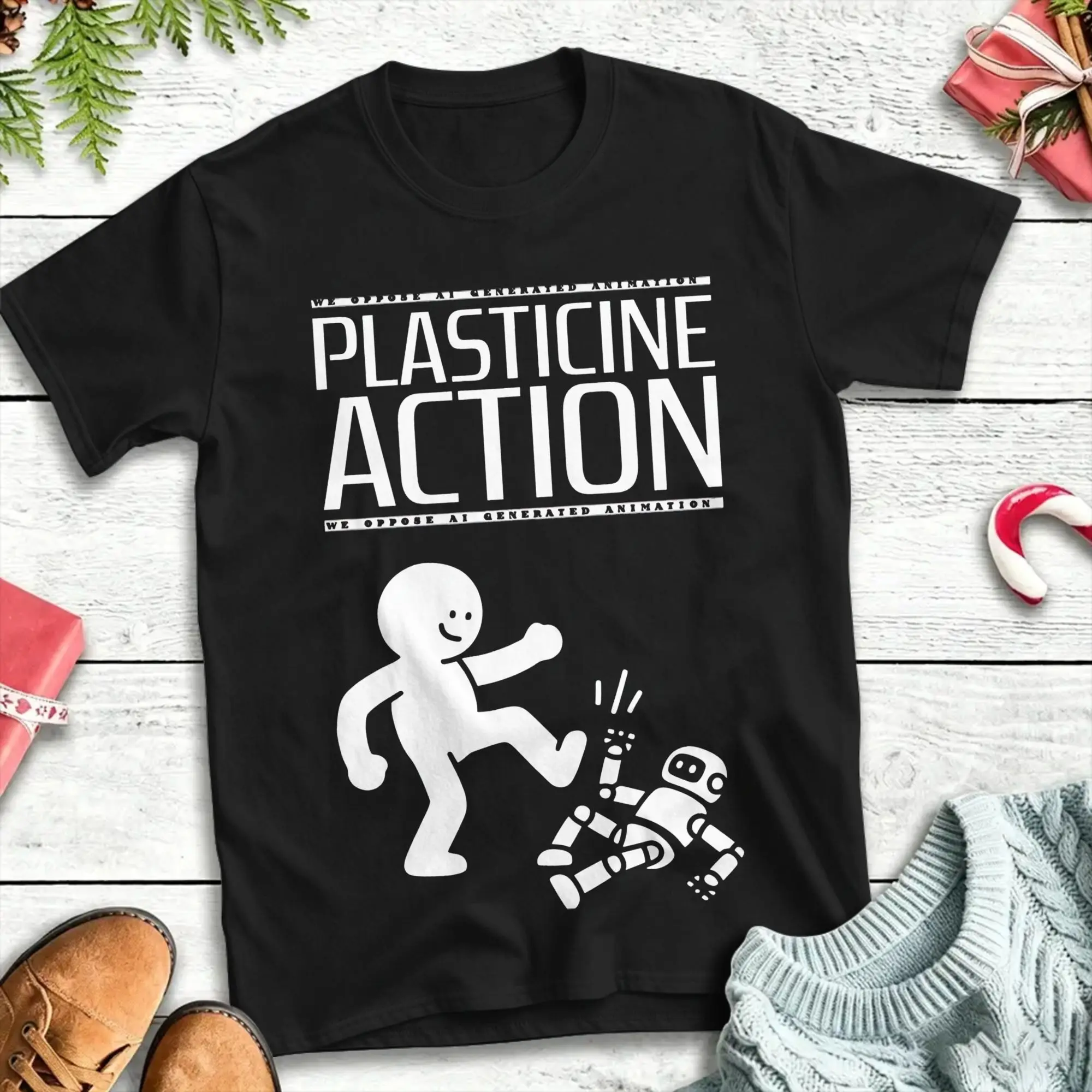 Plasticine Action  Oppose AI Animati T Shirts Men Women's Pure Cotton  T-Shirts O Neck  Tee Shirt Short Sleeve Tops