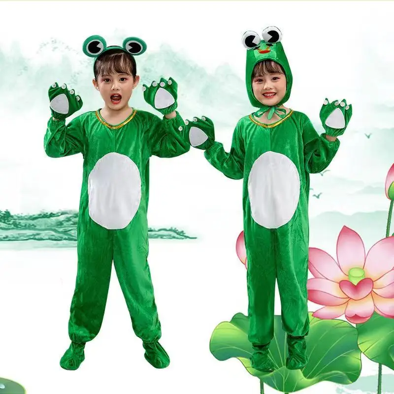 Costume da spettacolo in tessuto di velluto per bambini Anime Cosplay rana abbigliamento da gioco di ruolo vestito animale tuta gonna corta 90-150cm