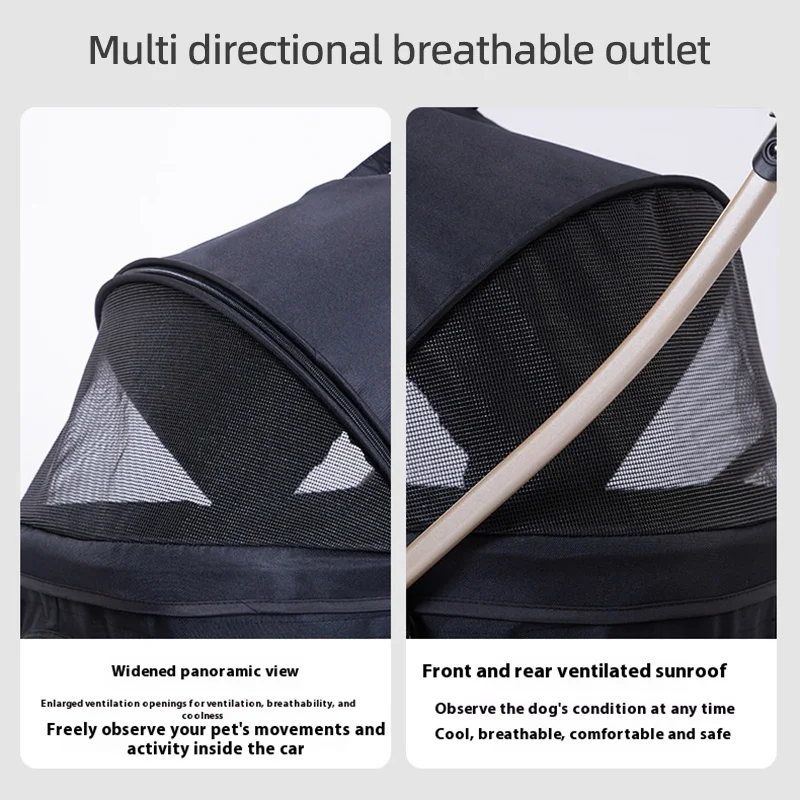 عربة أطفال قابلة للطي عربة كلب قابلة للفصل للكلاب الصغيرة والمتوسطة والسفر في الهواء الطلق مع سلة تخزين كبيرة عربة الحيوانات الأليفة #5