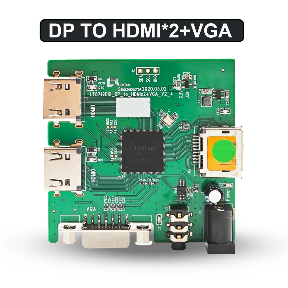 LT8712EXI (Demo Board) Type-C/DP to HDMI*2+VGA  USB PD3.0 Audio and video conversion,Smart Switching, Seamless Performance