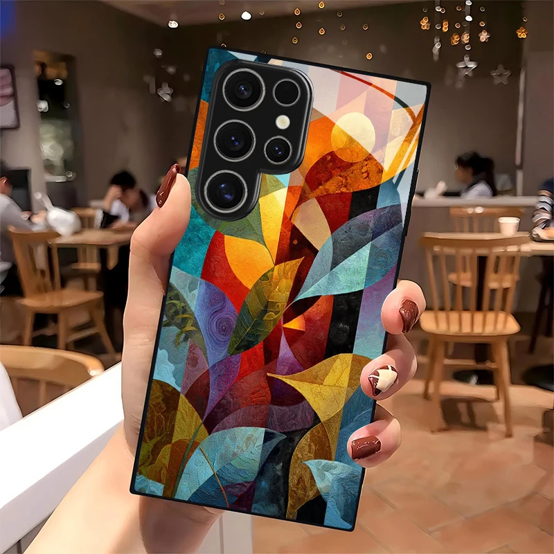 Fall Leaf Abstract Pattern 2D Mobile Phone Case for Samsung S26 S25 S24 S23 S22 S21 S20 A56 A36 A16 - Glass Protective Cover view 2