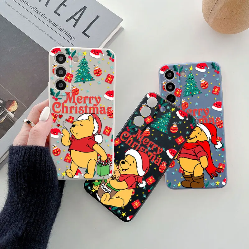 

Phone Case S25FE For Samsung Galaxy S25 S24 Ultra S23 S22 Plus S21 S20 FE S25Ultra 5G Cases Silicone Cover Winnie Bear Christmas