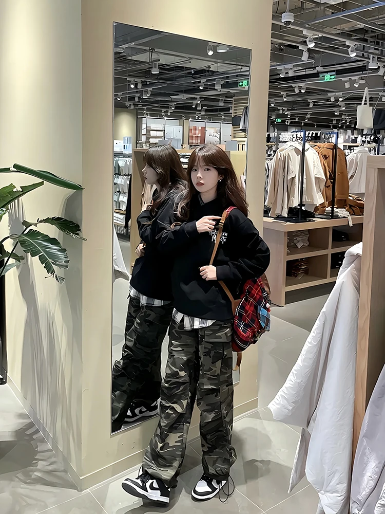 

Military een Camouflage Pants Men's Autumn Winter American Folded Soldier Casual High Street Wide Leg Straight Loose Long T...