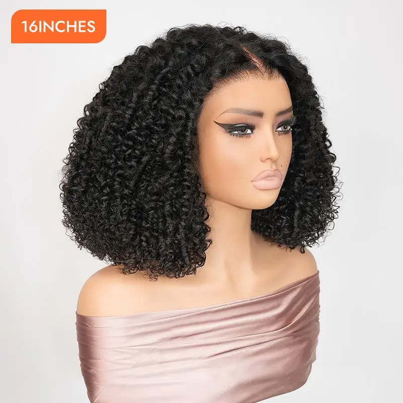 Alipearl cheveux nouvelle vague bouclée perruque sans colle pré blanchi pré coupé 7x5 prêt à sortir fermeture perruque cheveux humains avec pré plumé délié