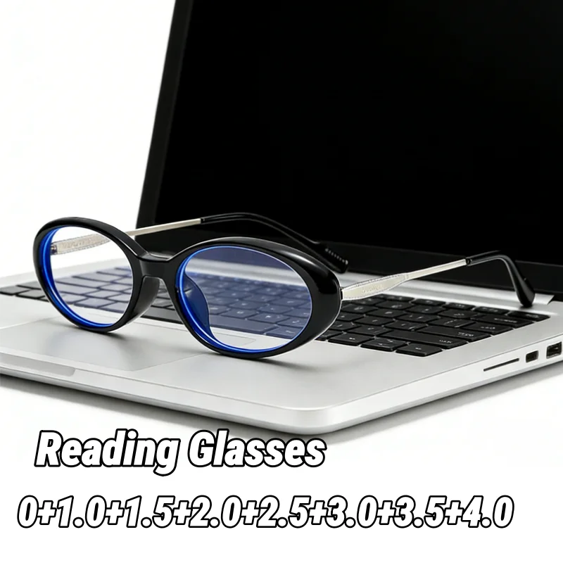 

Luxury Brand Designer Oval Presbyopia Glasses Women's INS Style Ultra-Lightweight Anti-Blue Light Reading Glasses Diopter To+4.0