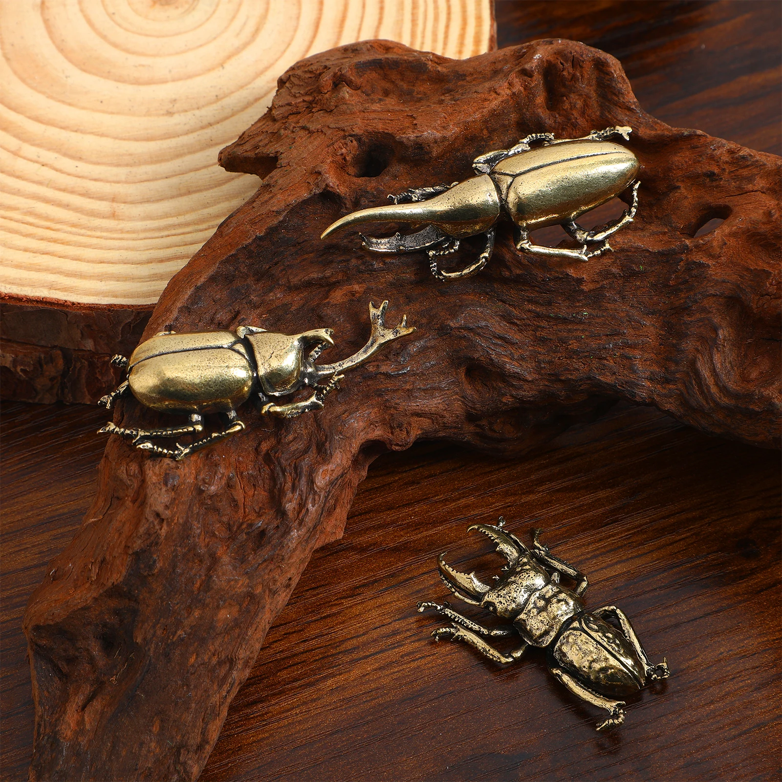 

3Pcs Metal Statues Desktop Mini Beetle Statue Fake Beetle Figurine Solid Rhinoceros Beetle Figurine Office Ornaments Home Decor