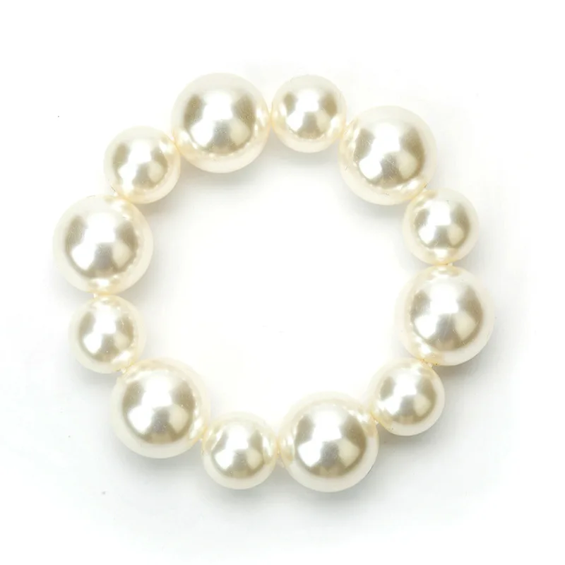 Daily Wear Faux Pearl Hair Tie - Retro Smooth Beaded Elastic Scrunchie, Elegant Fashion Hair Accessory