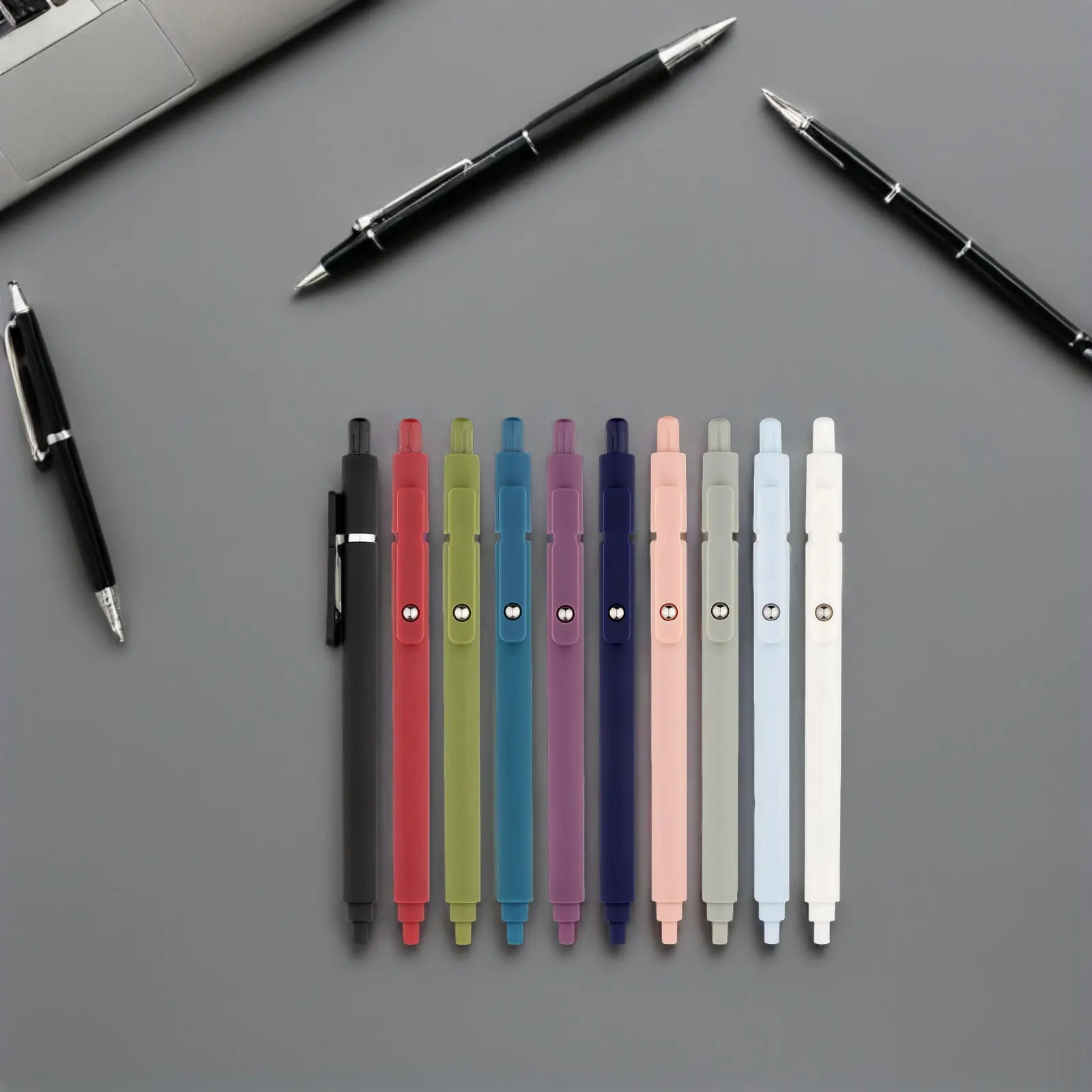 10Pcs Retractable Fine Point Black Ink Pens Smooth Writing Ergonomic Design Quick Dry Fast Drying for Journaling Notes Office