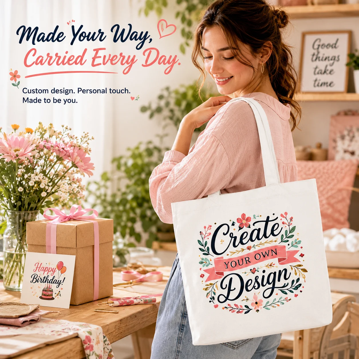 DIY Printed Canvas Tote | Customizable Shopping Bag | Personalized Gift for Women & Men