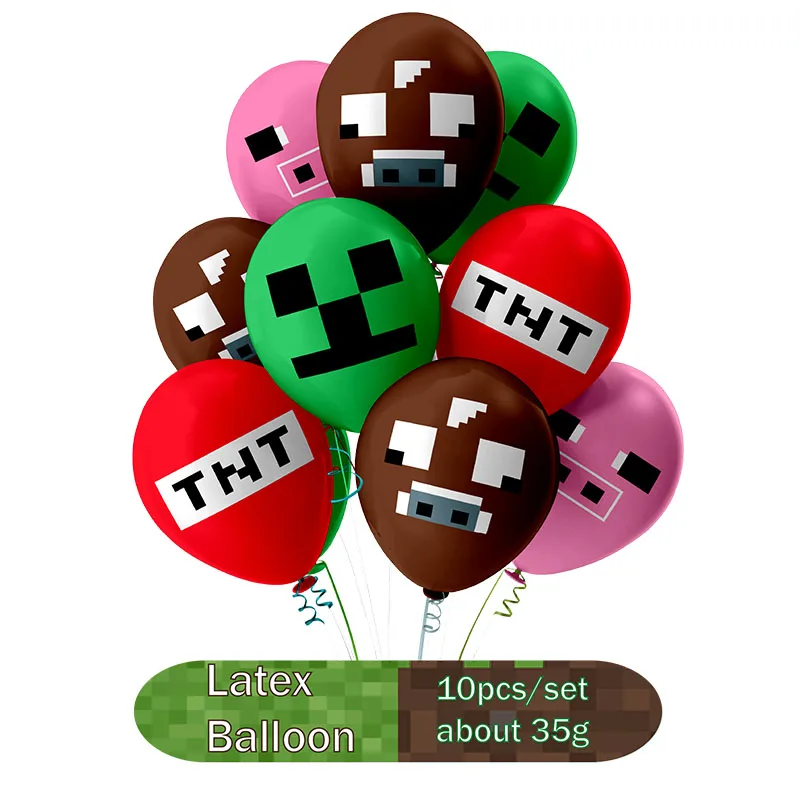 Anime Games My World Action Craft Figures TNT Latex Balloons Baby Birthday Party Decorations Kids Latex Balls Toys baby shower