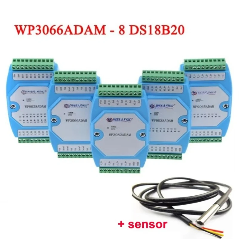 8 Channel Input Temperature Sensor DS18B20 Module RS485 RTU MODBUS WP3066ADAM Industrial Temperature Monitoring Accessory