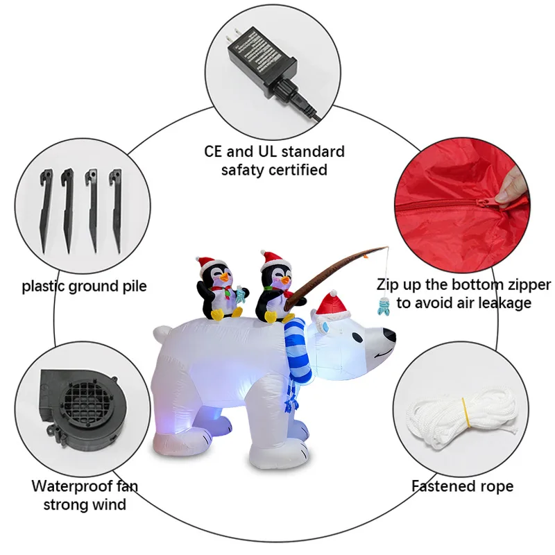 2025 NEW Inflatable Christmas Decorations 2.1M Polar Bear Penguin Fishing Outdoor Fun Decorations Inflatable Toys