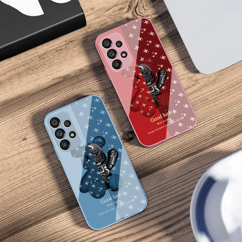 Brown Machine Bear For Samsung Galaxy S10 4G S20 11E 30 S21 22 S24 Fe Pro S23 S25 Ultra 5G S9 Tempered Glass Phone Case