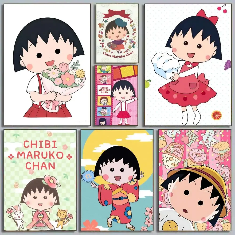 Classic Anime C-Chibi Maruko‑chan Poster Self Adhesive Wall Art Decor for Bedroom Living Room Office Home Decor Gift