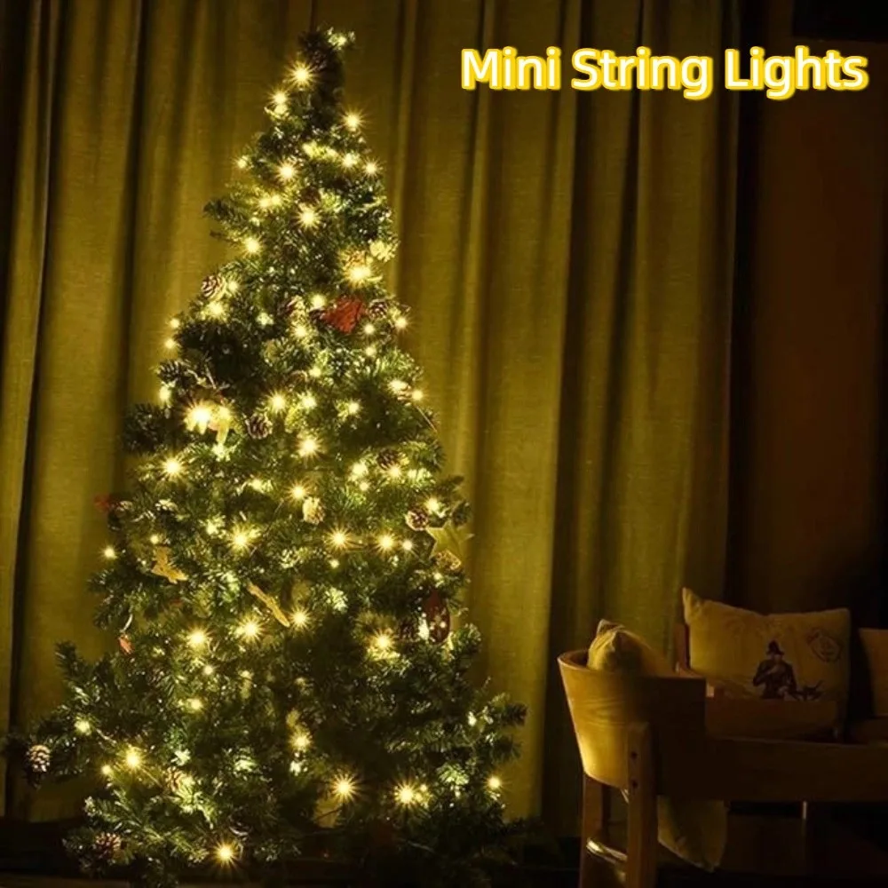 Multicolored Fairy Christmas Tree Lights Waterproof Battery Operated Mini String Light Green Wire Garland Light Holiday Party