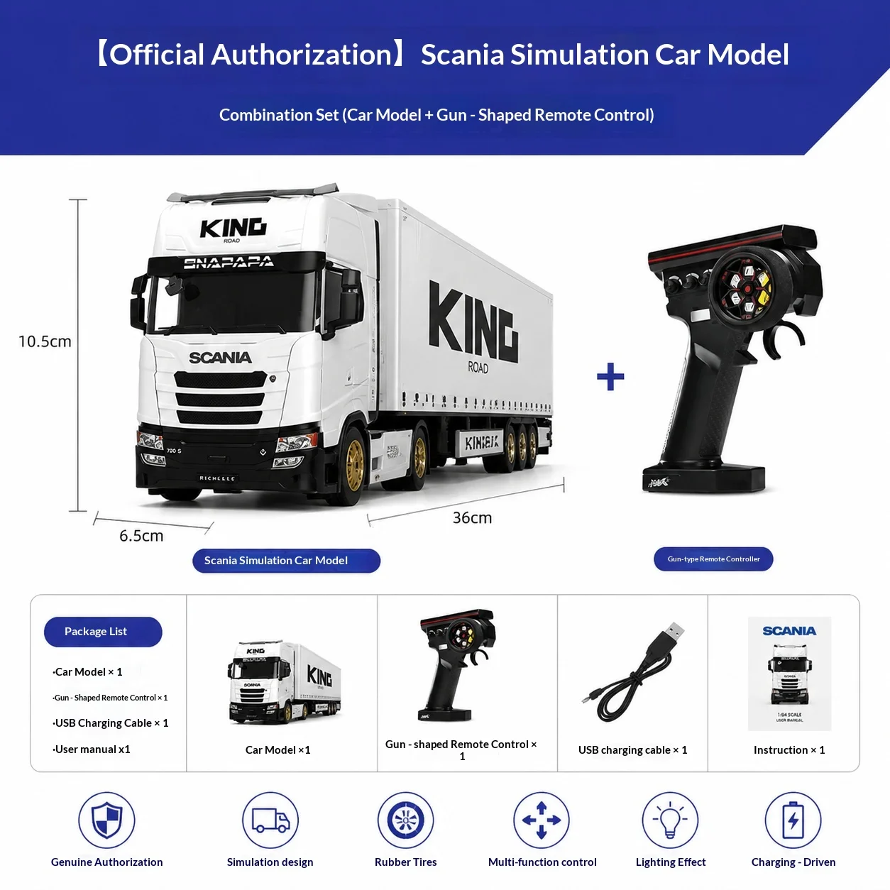 Offiziell lizenziertes 1:64 RC Container-LKW-Modell aus Legierung mit optionaler Fernbedienung, schnelle Lieferung, neu.