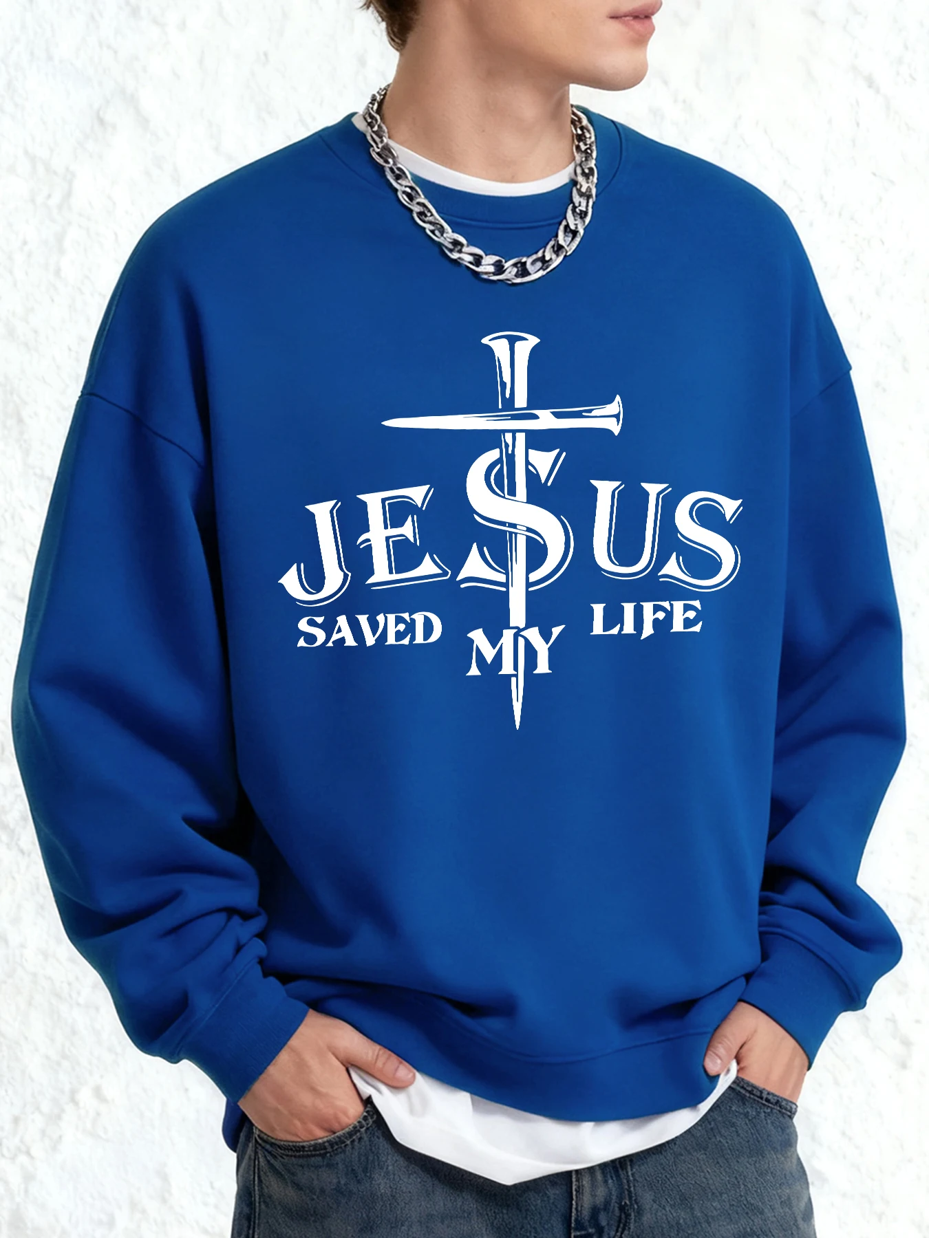 يسوع أنقذ حياتي رسالة الجرافيك نمط جديد موضة البلوز الرجال الخريف المعتاد بلوزة ناعمة فضفاضة الهيب هوب الملابس #2