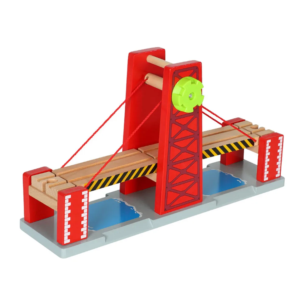 1 Juego 1 Juego de vía de tren de madera Compatible con juegos ferroviarios puente de pista Diy creativo para niños regalo de Navidad para niños pequeños