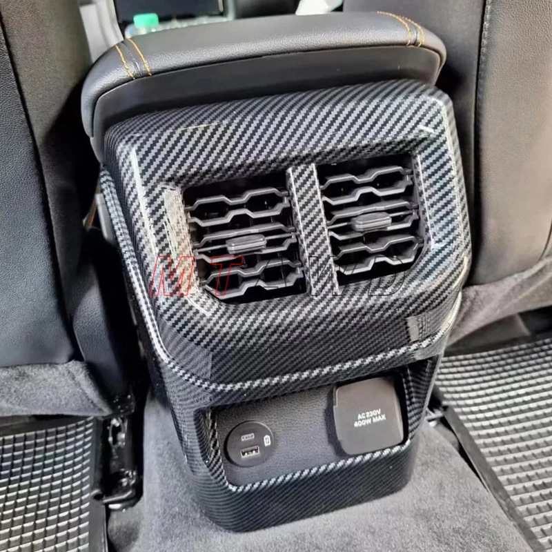 

For Ford Ranger Accessory 2024 2023 Carbon ABS Rear Dashboard Side Air Conditioner AC Vent Outlet Cover Protector Trim Styling