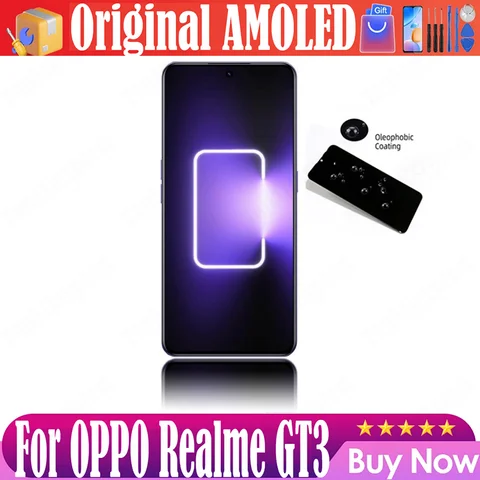 Original 6.74" AMOLED For OPPO Realme GT3 GT 3 RMX3709 Pantalla Lcd Display Touch Screen Digitizer Assembly Replacement Repair