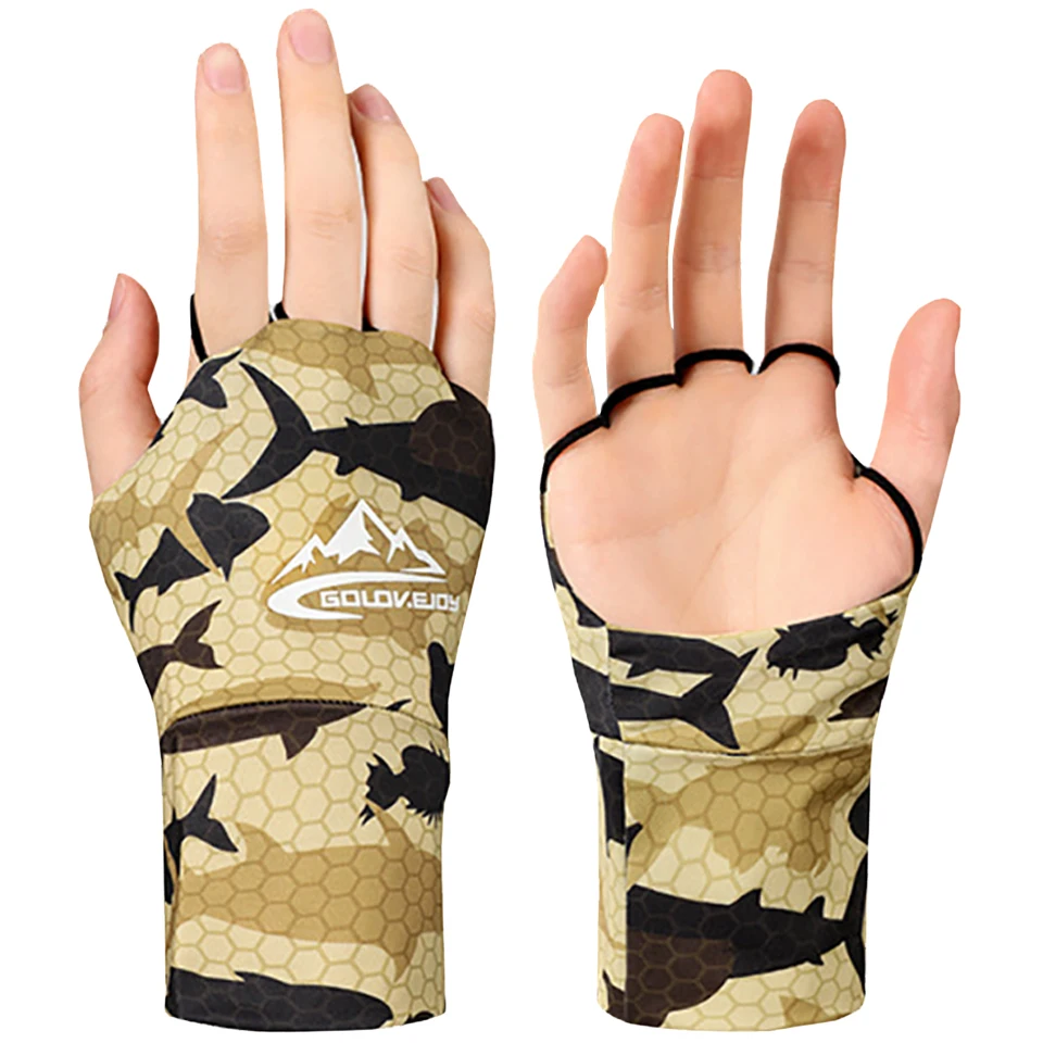 Guantes de pesca Anti-UV de seda de hielo para hombre y mujer, protectores solares transpirables de alta elasticidad para deportes al aire libre, ciclismo, pesca y buceo, 1 par