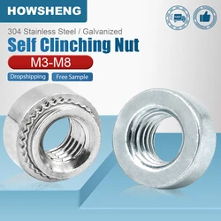 HOWSHENG 10-60pcs Self Clinching Nut M3 M4 M5 M6 M8 Stainless Steel Zinc Plated Press Insert Rivet Nuts