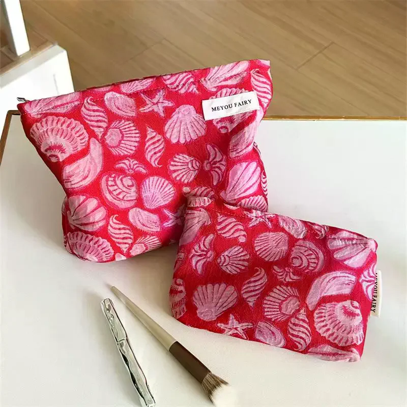 High Quality Sea Shell Printed Cosmetic Bag Portable Multi-Functional Makeup Bag Large Capacity Storage Bag Travel