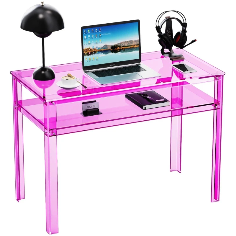 Pink girl, acrylic makeup table, four-legged high table