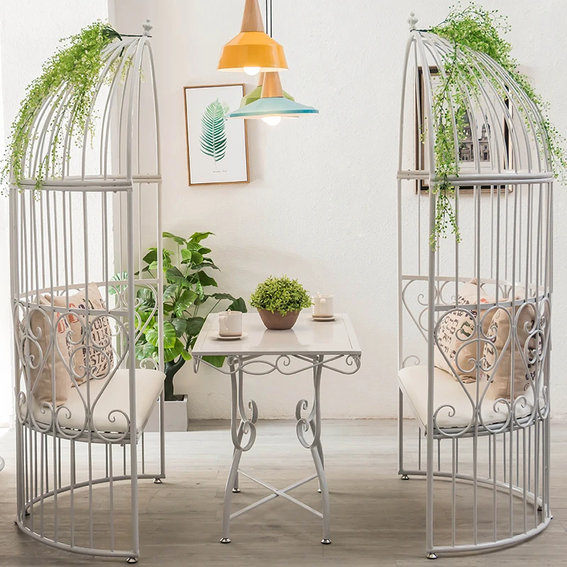 Customized Loft Retro Iron Art Birdcage Sofa Card Holder Coffee Shop Milk Tea Shop Seat Restaurant Bar Negotiation Table Chair