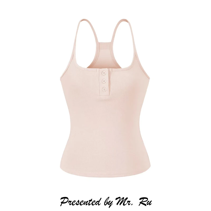 Ant Waist Work Vest U Collar Strap Top Quality Anti Aging Inner Wear Outer Wear Slim Fit Short Length Three Button Closure