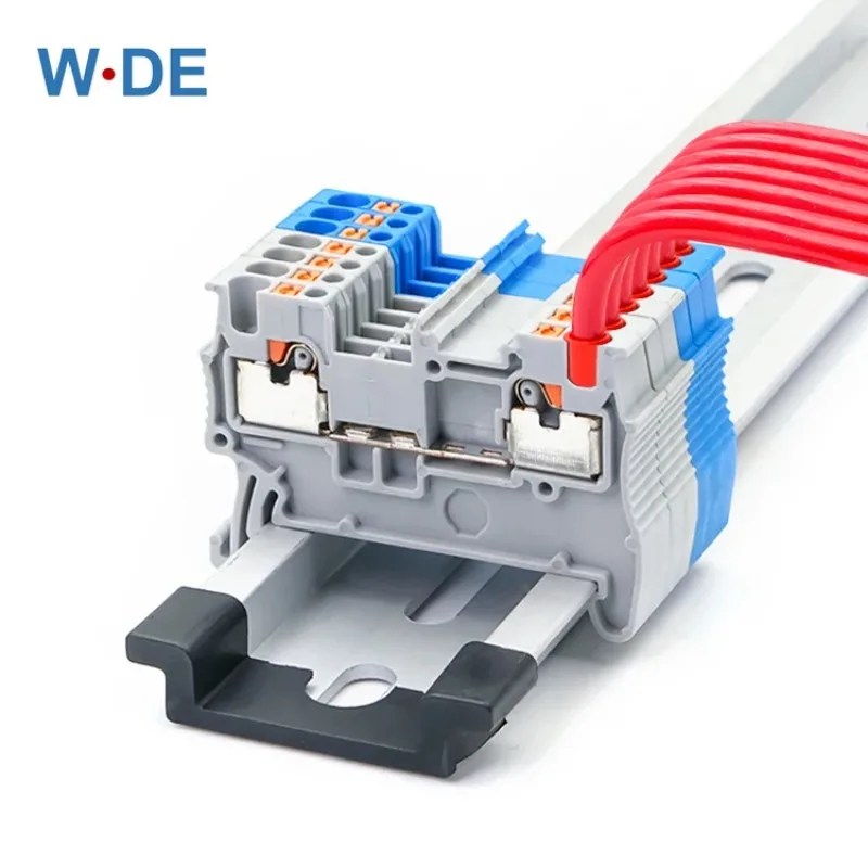 Din Rail Terminal Block PT-1.5 Electrical Wire Spring Connection Push In Wiring Conductor 10pcs Terminal Connector Strips PT1.5