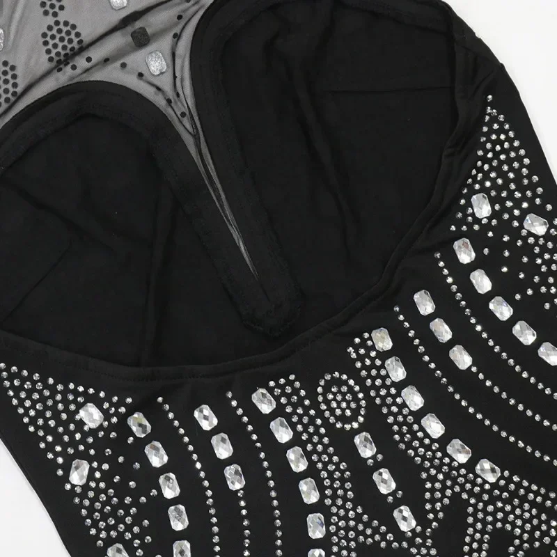 GUWU Halter Hot Strass Bodycon Minikleid Herbst Winter Frauen Diamanten Sexy Rückenfrei Party Club Abend Geburtstag Kleider