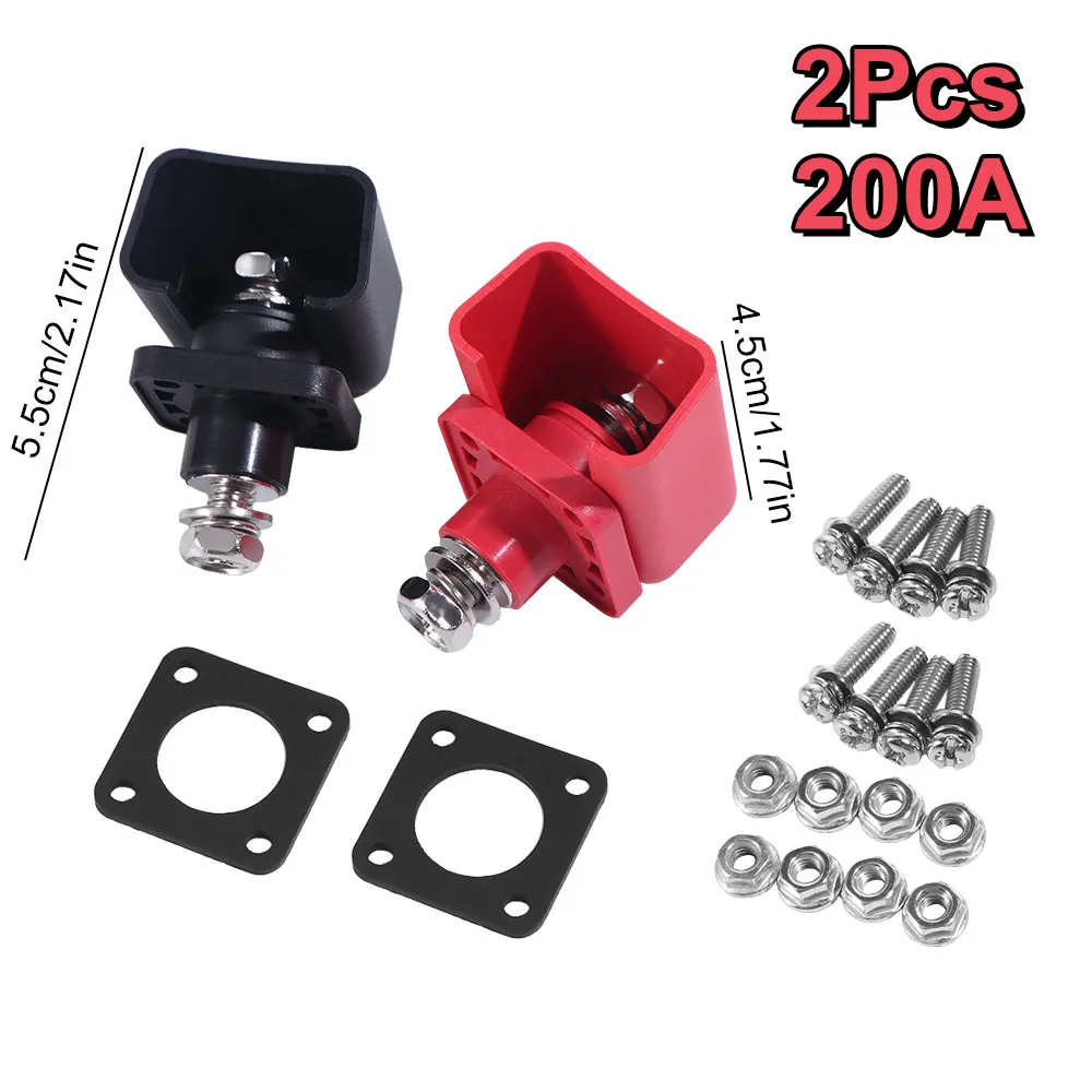 2Pcs 200A Lithium Battery Terminal Block Energy Inverter All-Copper Battery Storage Terminal Connector Easy To Install Safe