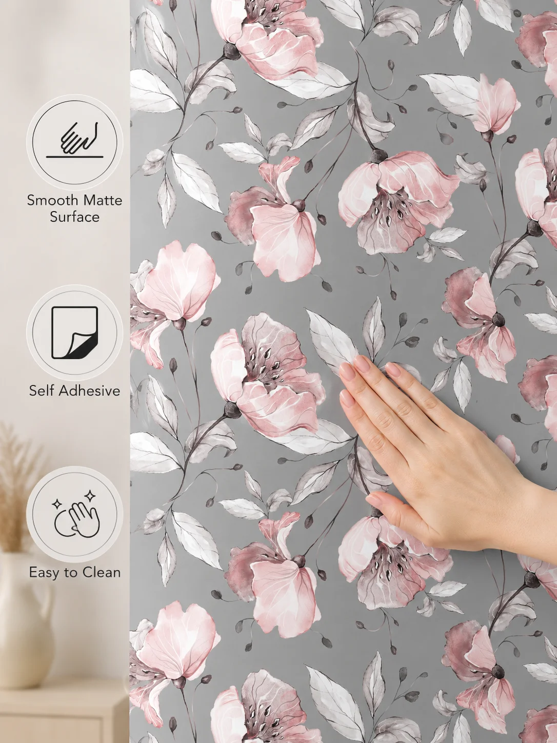 1PCS plants flowers pattern design thickened moisture-proof waterproof self-adhesive wall stickers home decoration residue-free