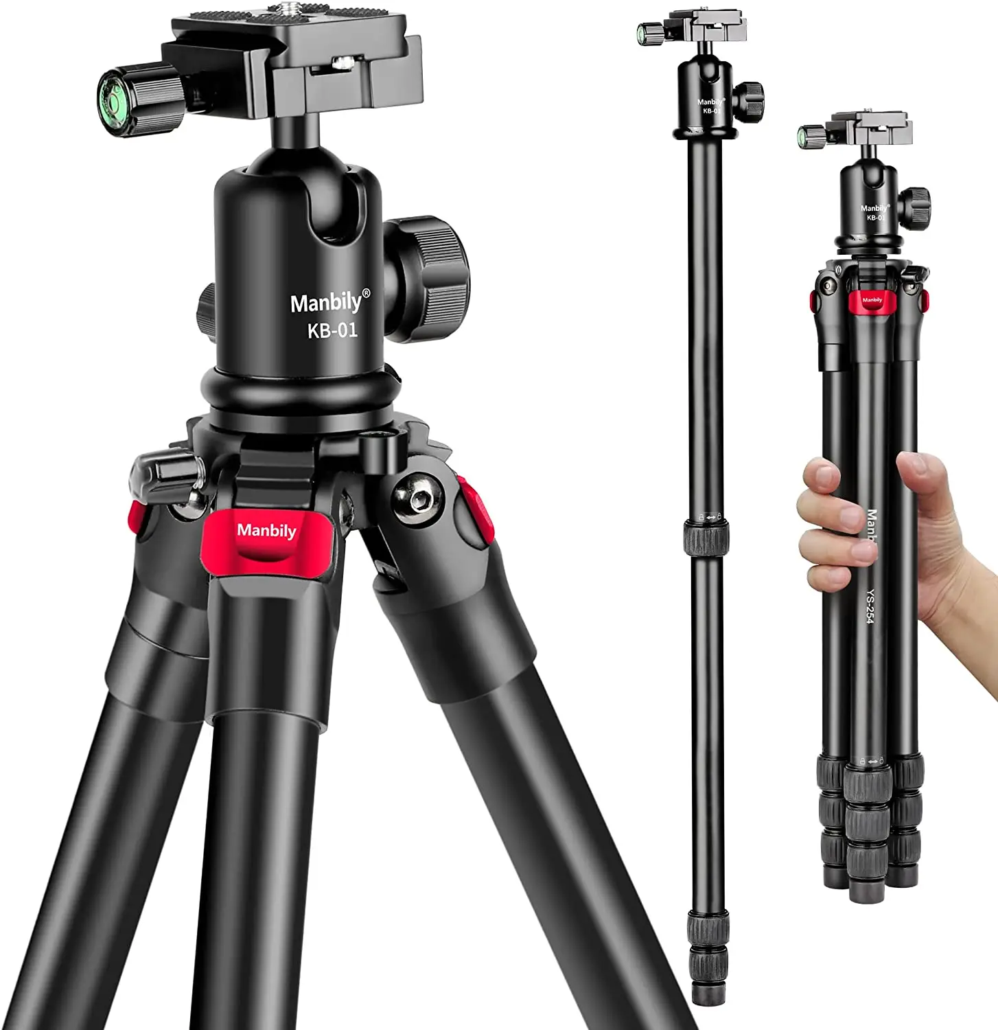 YS-254 Aluminum Alloy Tripod Portable Multi-functional Tripod with 360° Ballhead and Quick Release for Phone Camera