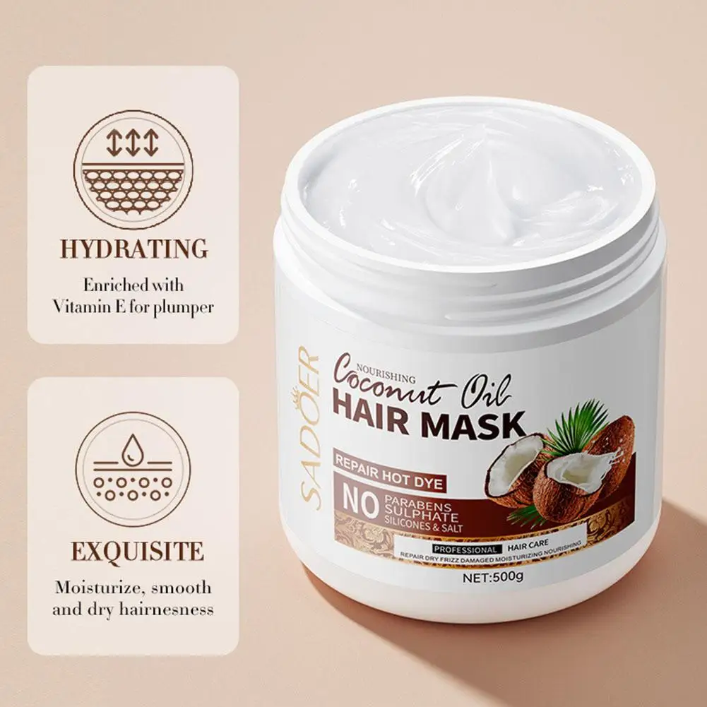 500g Anti-frizz Leave-in Coconut Conditioner For Damaged Hair Moisturizing Hair Mask Nourishing Hair Care Repair Hair Mask