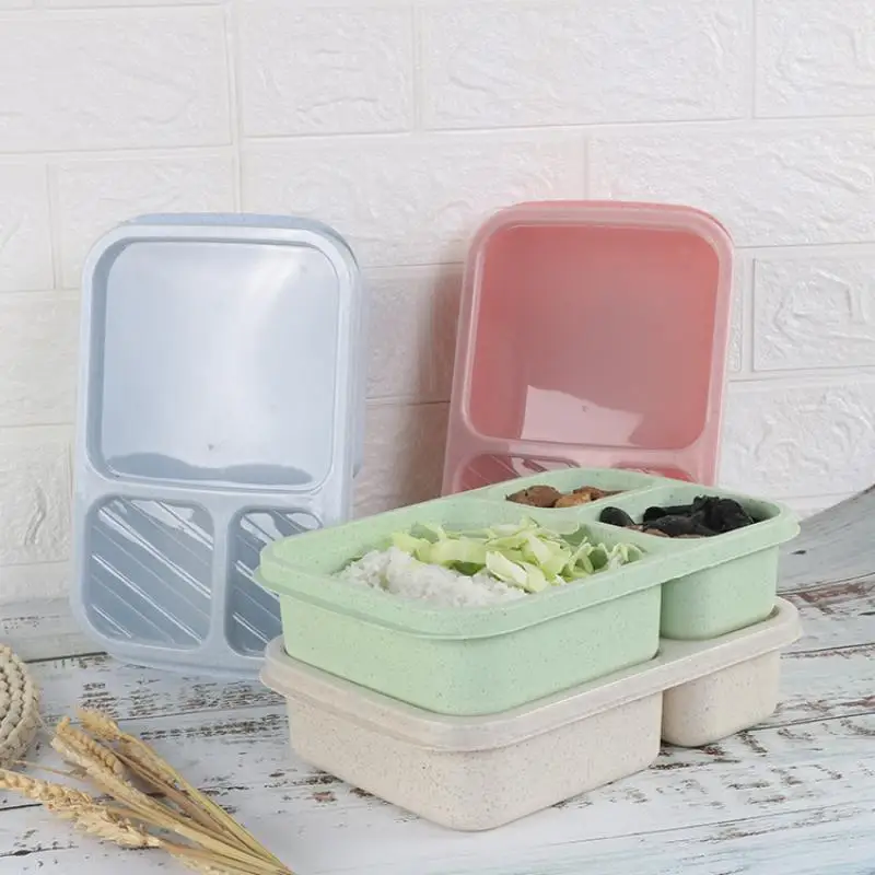 Microwave Lunch Box Wheat Straw Dinnerware Food Storage Container Children Kids School Office Portable Bento Box Lunch Tableware