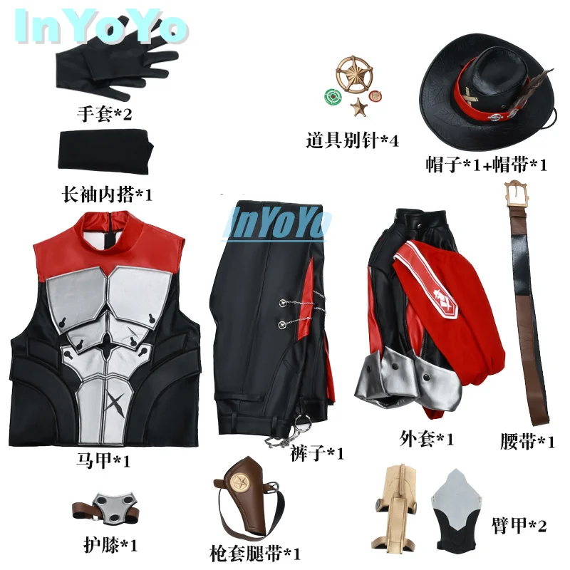 InYoyo-Star Cosplay Ferroviário Masculino, Bonito Uniforme, Fato de Jogo, Festa de Halloween, Roupa Roleplay, Moda Honkai, S-XXL