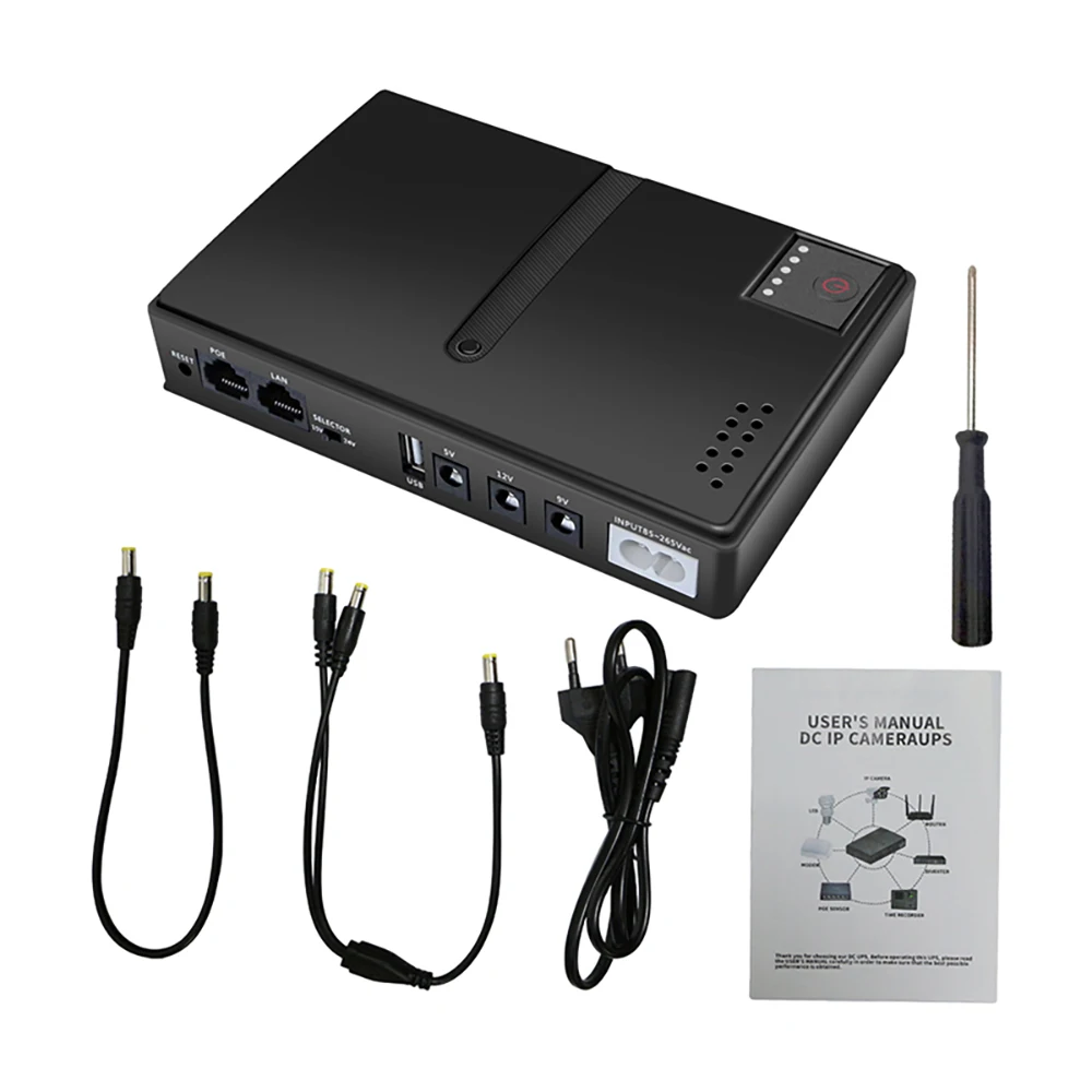EU plug 1018L Mini UPS Power Supply Uninterruptible Backup Battery for Router WiFi Optical Cat Multi-Voltage Output 5V9V12V