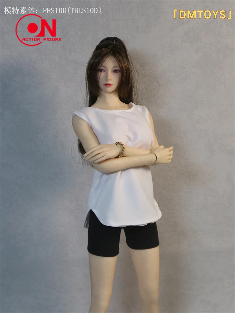 DMTOYS DF079 1/6 Skala Eis Seide Lose Beiläufige Ärmelloses T-shirt Kleidung Modell Fit 12 "Weibliche Soldat Action Figur körper Puppen