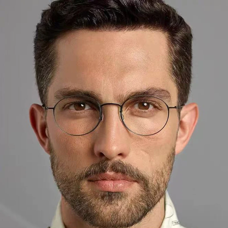 

Denmark Brand Oval Round-framed Spectacle Frame Retro Ultra Light Screwless Pure Titanium Eyeglass Frames Men Women Fashion 5504