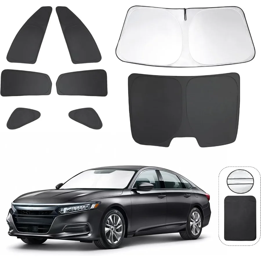

8PCS Windshield Sun Shade Custom Fit for 20182022 Honda Accord Sedan Accessories Foldable Sunshade Side Rear Window Shade Cover