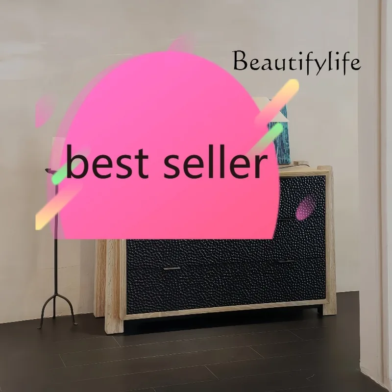 Z Medieval solid wood hammer texture dining side cabinet retro light luxury designer home living room home locker