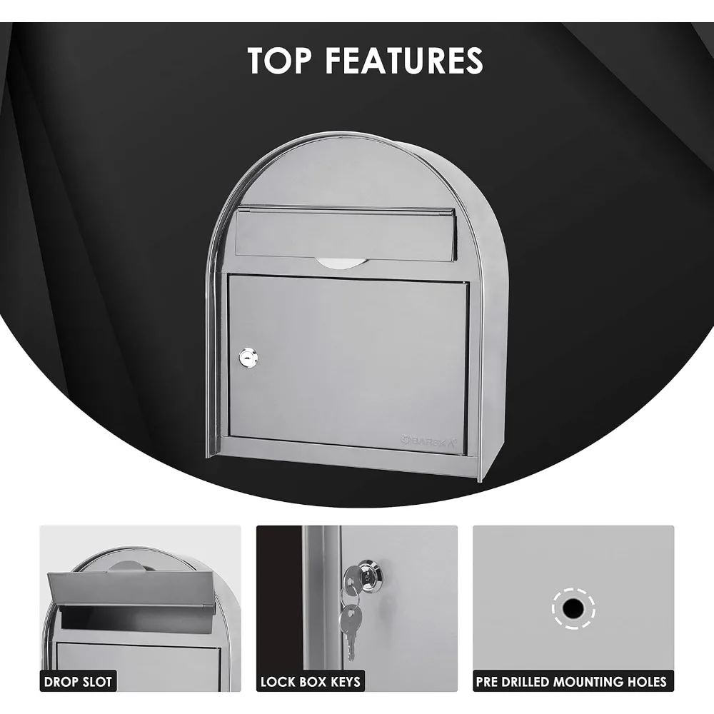 Barska Wall Mount Drop Box with Key Lock – Locking Mail, Suggestion, or Payment Box for Home, Office, Classroom, or Business Use
