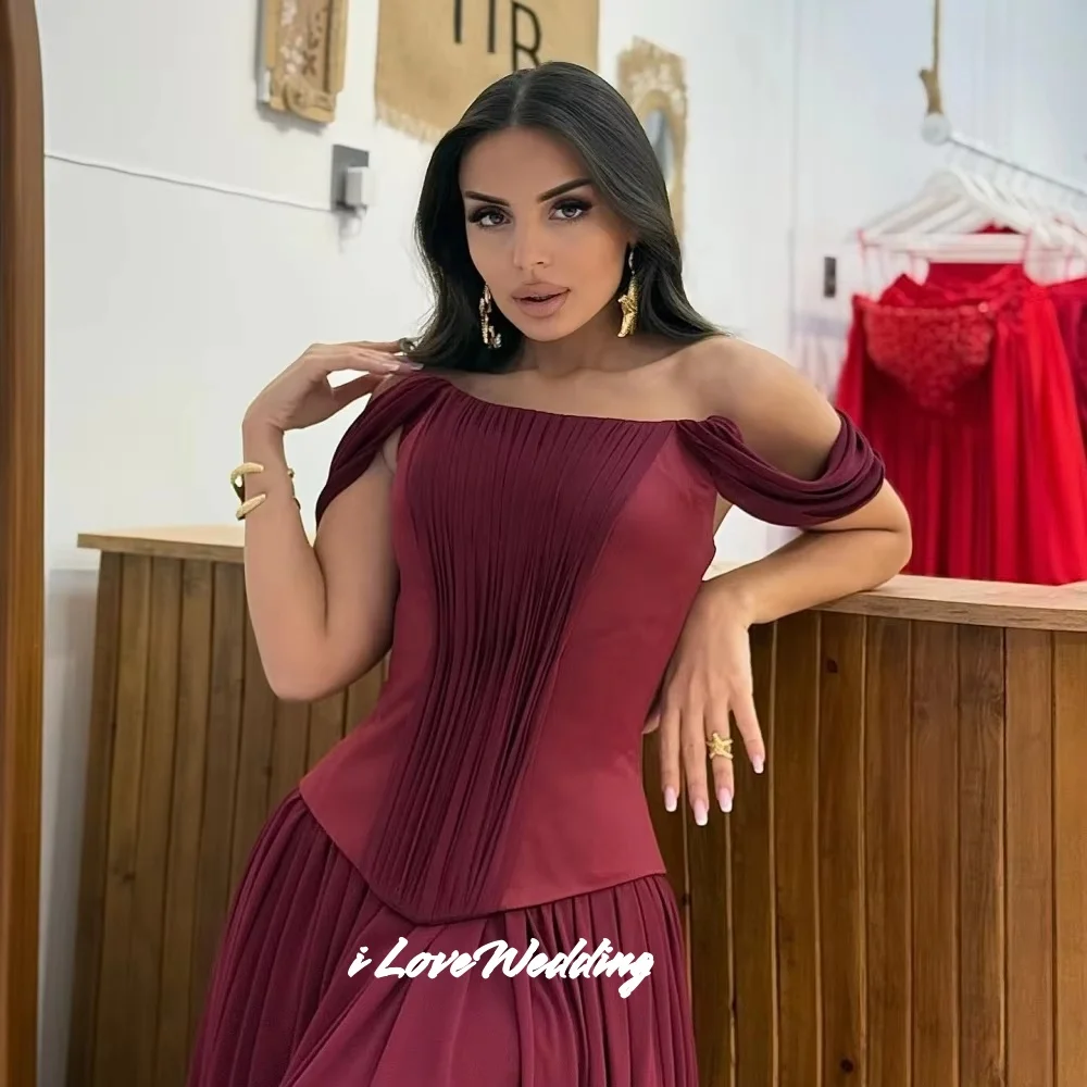 Vermelho sem alças vestidos de noite 2025 fora do ombro sem costas a linha até o chão plissado vestido de baile vestidos de festa de casamento personalizado