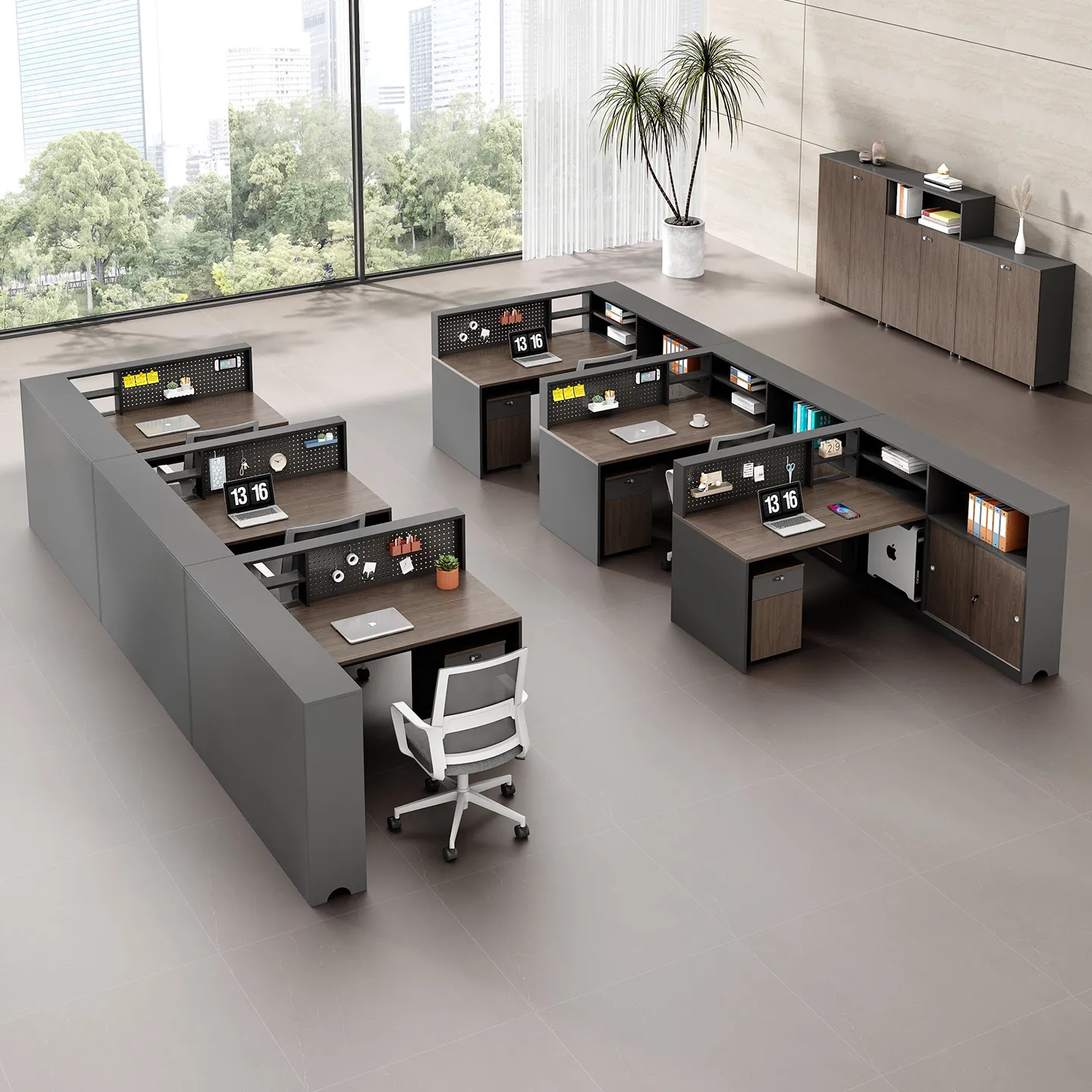 Modern simple four-person desk staff table screen work space card seat desk staff office desk and chair combination