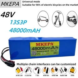 48V 48Ah 1000W 13S3P 48V lithium-ion battery pack 48000mAH suitable for 54.6V electric bicycles and scooters with BMS+charger