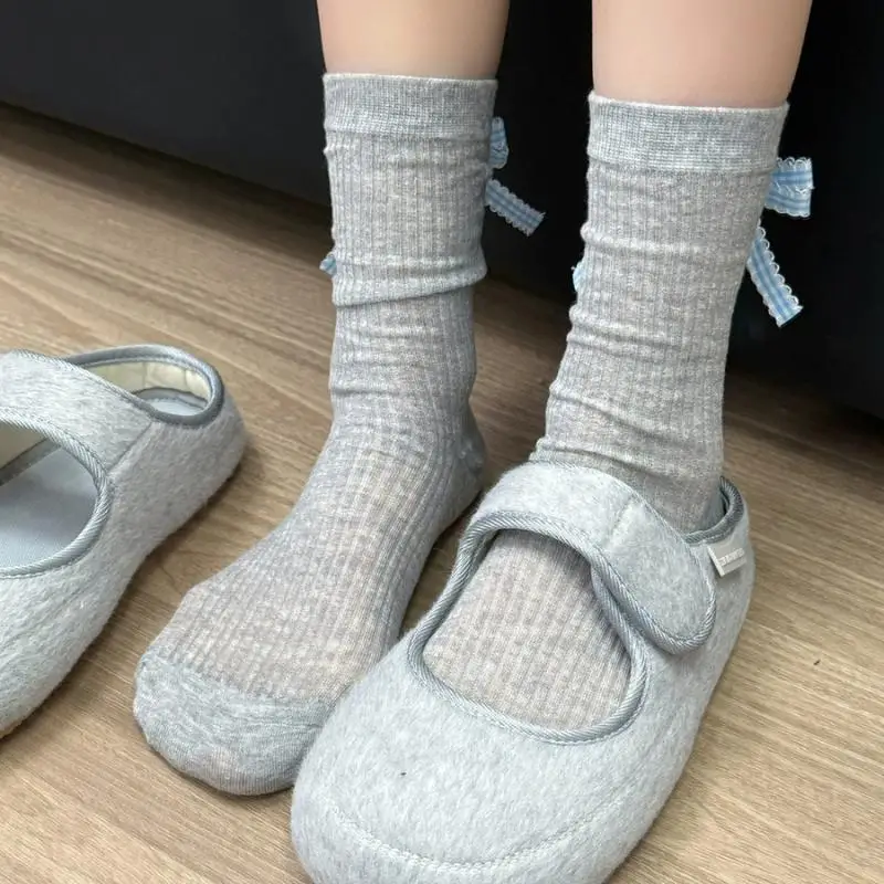 Women Ankle Socks Summer Bow Print Breathable Non-Slip Stay-Up Heel Trendy Korean Style Instagram Fashion Casual Socks